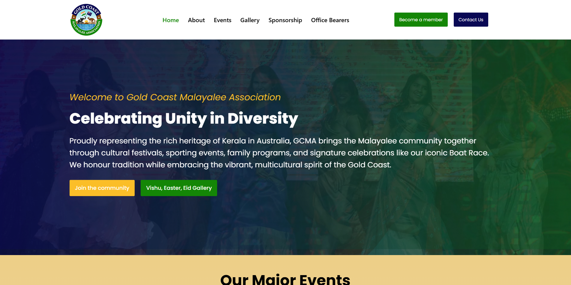 Gold Coast Malayalee website homepage